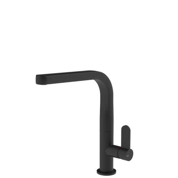 Gessi Helium Right Angle Square Swivel Mixer Matte Black