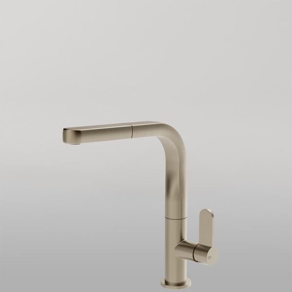 Gessi Helium Right Angle Square Pull Out Mixer Brushed Nickel