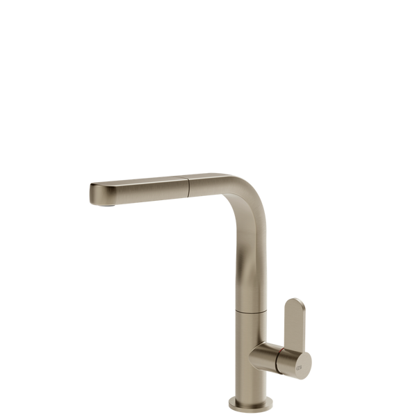 Gessi Helium Right Angle Square Pull Out Mixer Brushed Nickel
