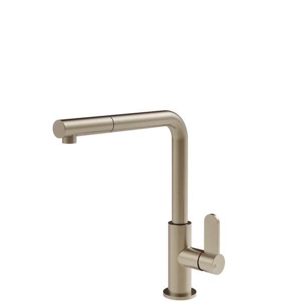 Gessi Helium Right Angle Round Pull Out Mixer Brushed Nickel