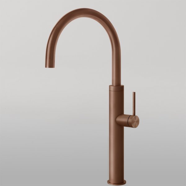 Gessi 316 Smooth Goose Neck Swivel Mixer Brushed Copper