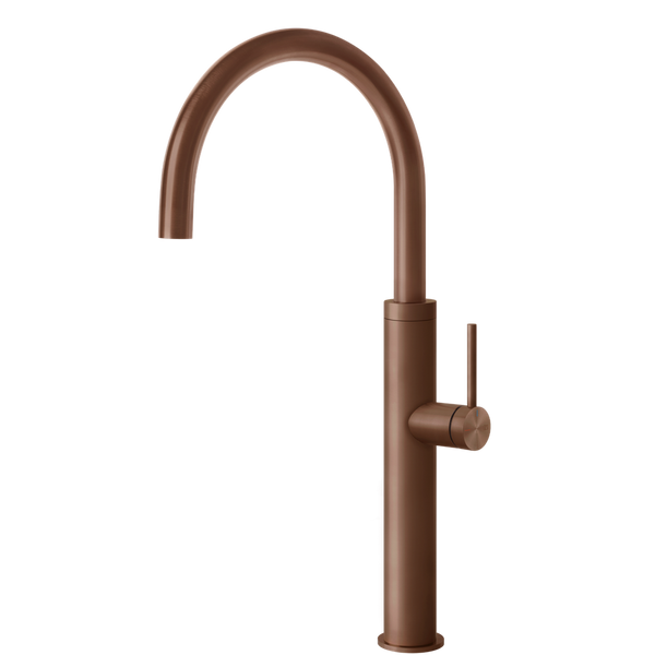 Gessi 316 Smooth Goose Neck Swivel Mixer Brushed Copper
