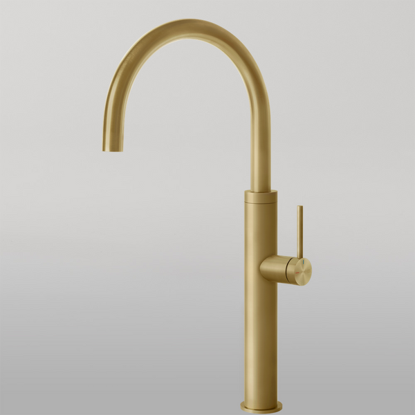 Gessi 316 Smooth Goose Neck Swivel Mixer Brushed Brass
