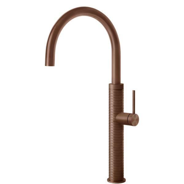 Gessi 316 Meccanica Goose Neck Swivel Mixer Brushed Copper