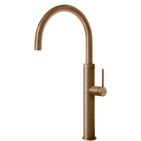 Gessi 316 Meccanica Goose Neck Swivel Mixer Warm Bronze