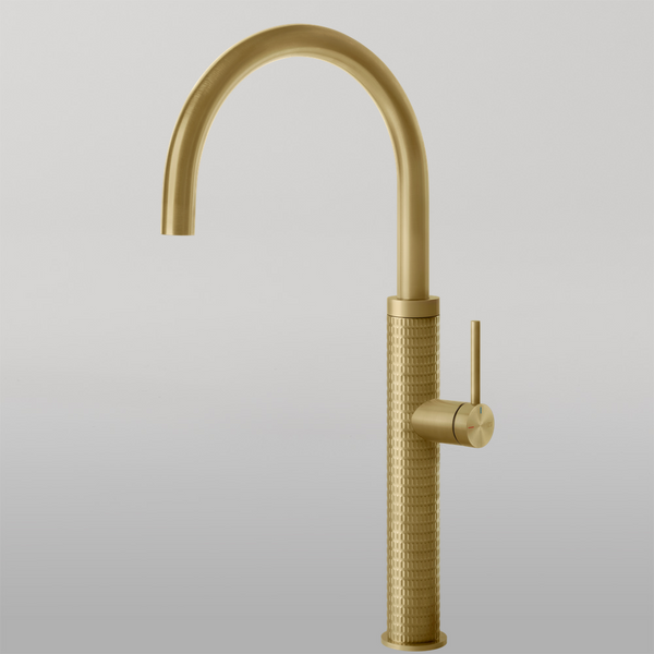 Gessi 316 Meccanica Goose Neck Swivel Mixer Brushed Brass