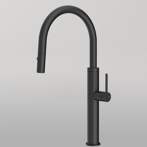 Gessi 316 Smooth Goose Neck Pull Out Spray Mixer Matte Black