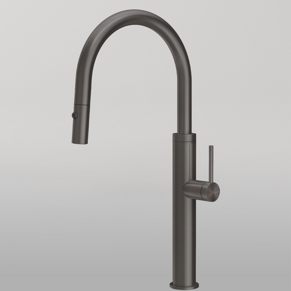 Gessi 316 Smooth Goose Neck Pull Out Spray Mixer Brushed Black