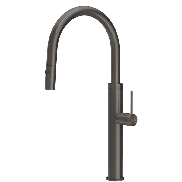 Gessi 316 Smooth Goose Neck Pull Out Spray Mixer Brushed Black