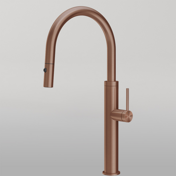 Gessi 316 Smooth Goose Neck Pull Out Spray Mixer Brushed Copper