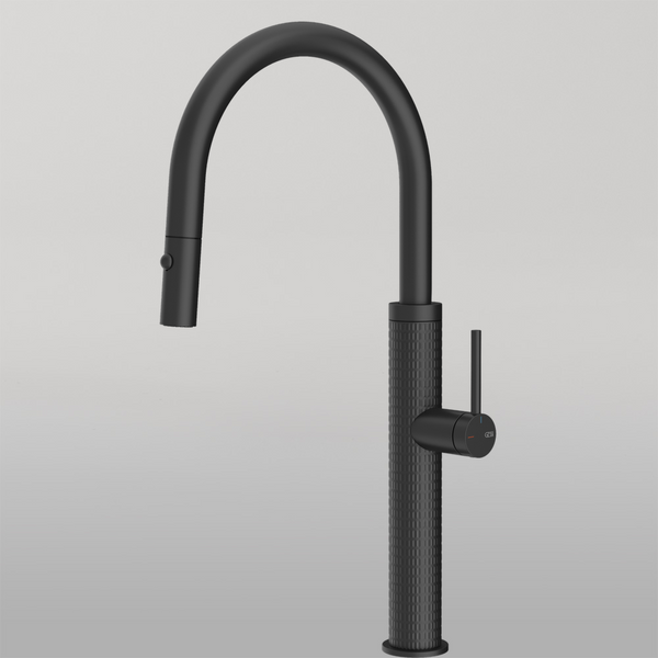 Gessi 316 Meccanica Goose Neck Pull Out Spray Mixer Matte Black