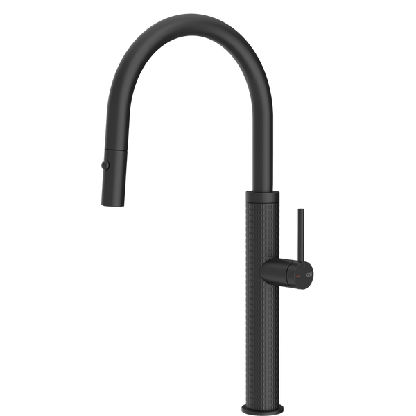Gessi 316 Meccanica Goose Neck Pull Out Spray Mixer Matte Black
