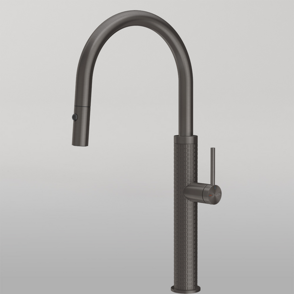 Gessi 316 Meccanica Goose Neck Pull Out Spray Mixer Brushed Black
