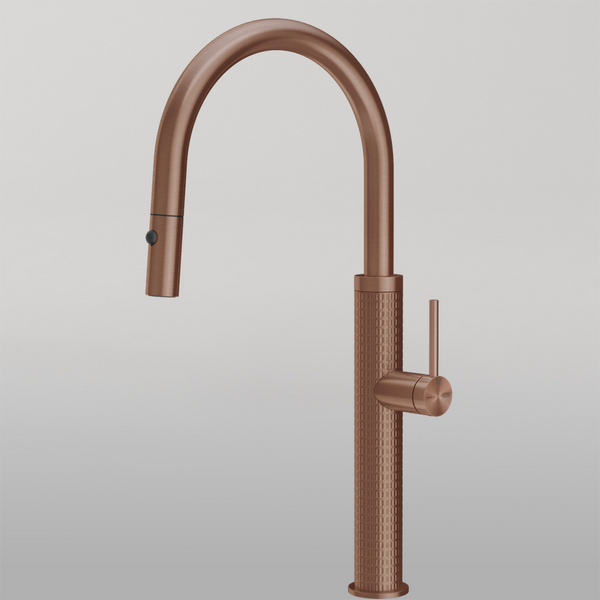 Gessi 316 Meccanica Goose Neck Pull Out Spray Mixer Brushed Copper