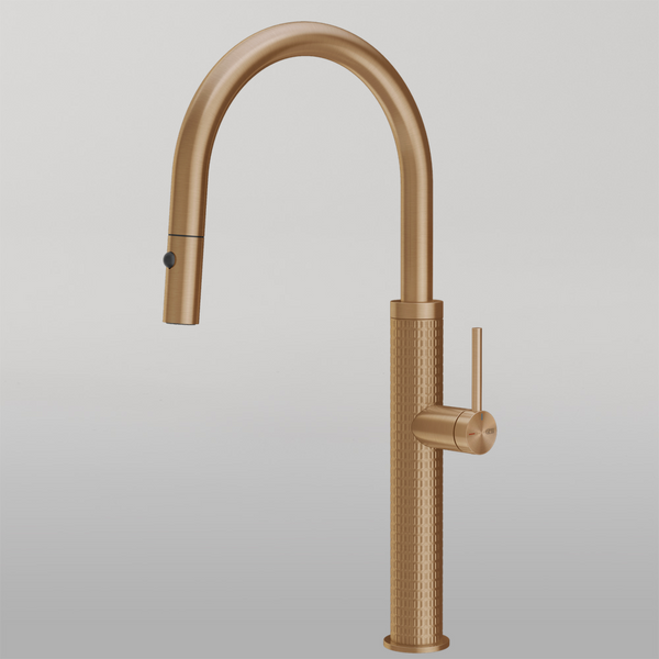 Gessi 316 Meccanica Goose Neck Pull Out Spray Mixer Warm Bronze