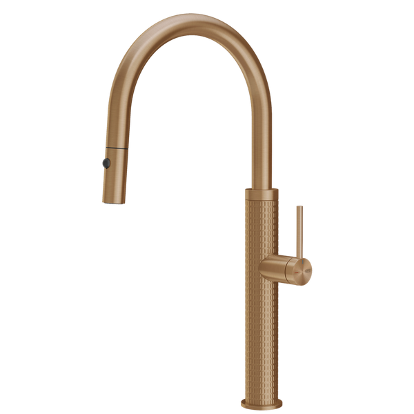 Gessi 316 Meccanica Goose Neck Pull Out Spray Mixer Warm Bronze