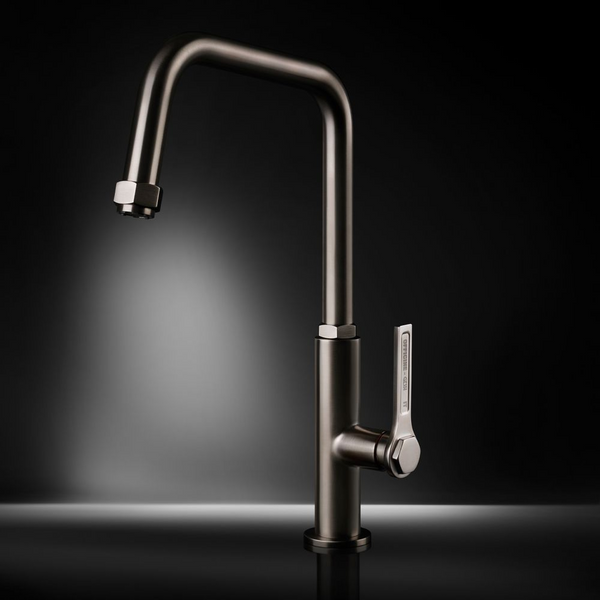 Gessi Officine Square Goose Neck Swivel Mixer Brushed Nickel