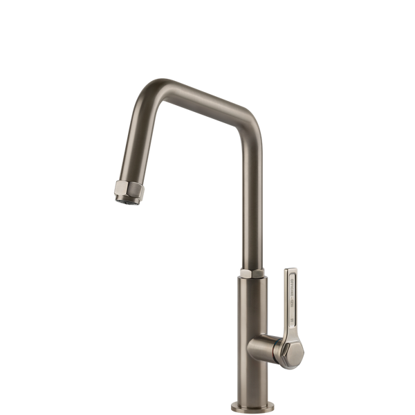 Gessi Officine Square Goose Neck Swivel Mixer Brushed Nickel