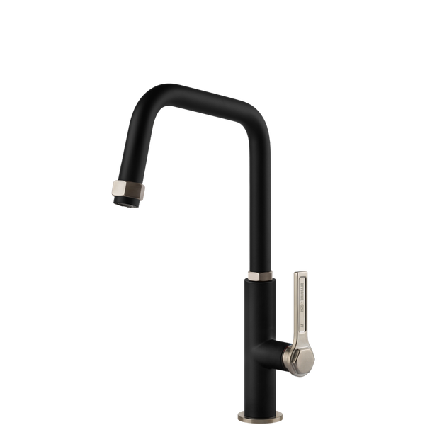 Gessi Officine Square Goose Neck Swivel Mixer Matte Black
