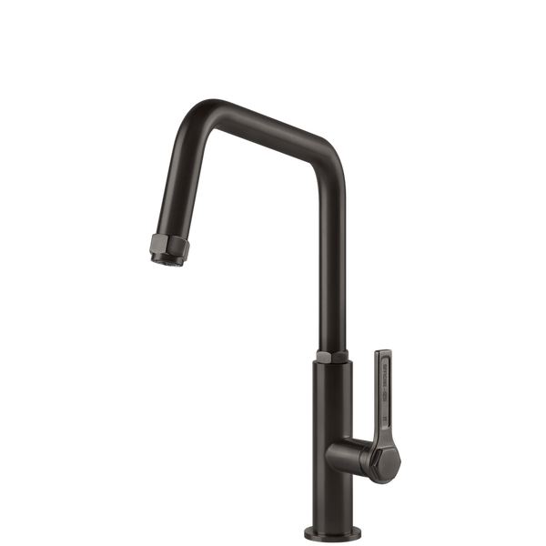Gessi Officine Square Goose Neck Swivel Mixer Brushed Black