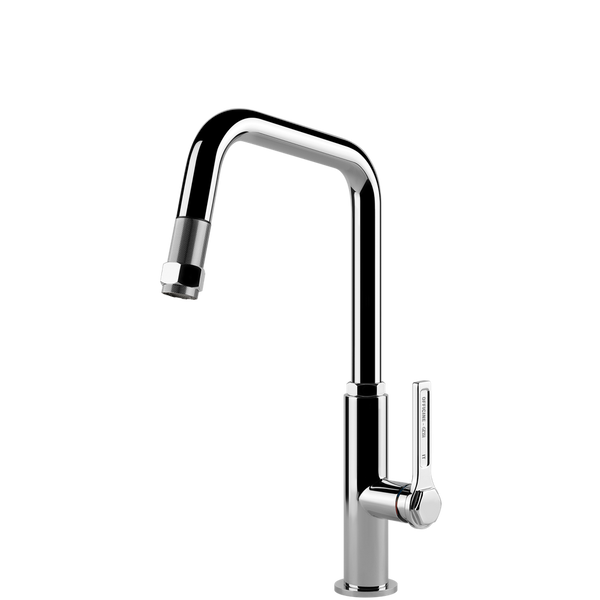 Gessi Officine Square Goose Neck Pull Out Mixer Chrome