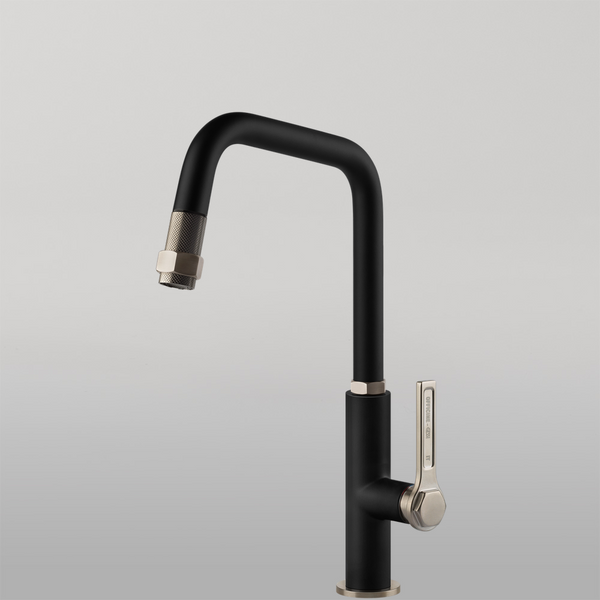 Gessi Officine Square Goose Neck Pull Out Mixer Matte Black