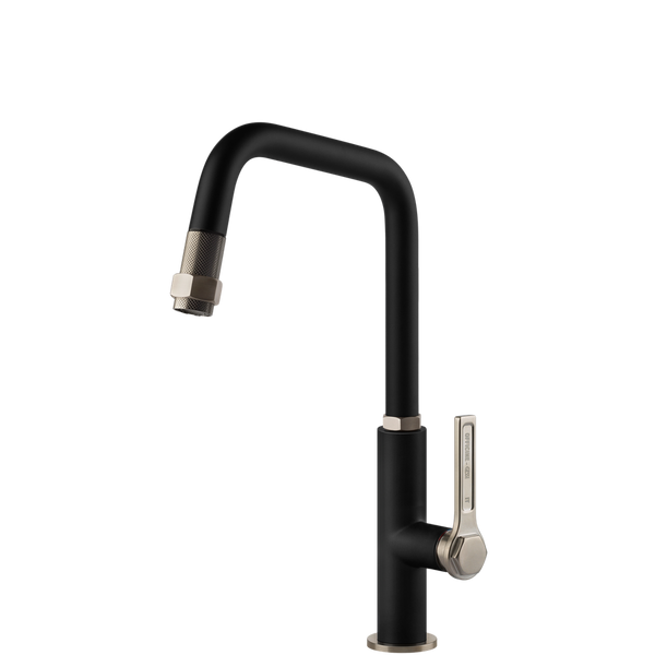 Gessi Officine Square Goose Neck Pull Out Mixer Matte Black