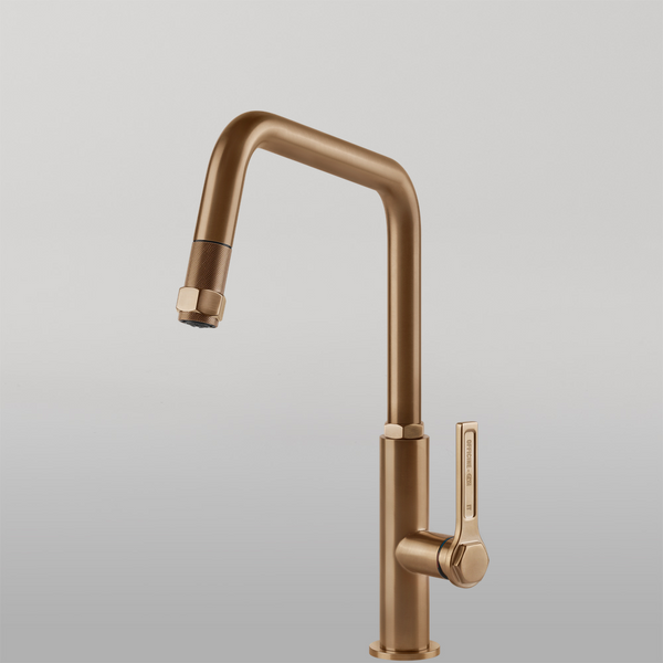 Gessi Officine Square Goose Neck Pull Out Mixer Warm Bronze