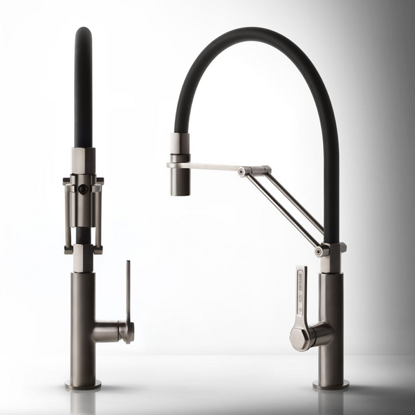 Gessi Officine Goose Neck Semi-Professional Spray Mixer Brushed Nickel