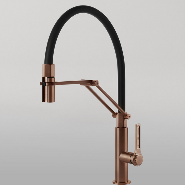 Gessi Officine Goose Neck Semi-Professional Spray Mixer Brushed Copper