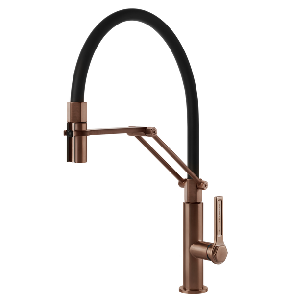 Gessi Officine Goose Neck Semi-Professional Spray Mixer Brushed Copper