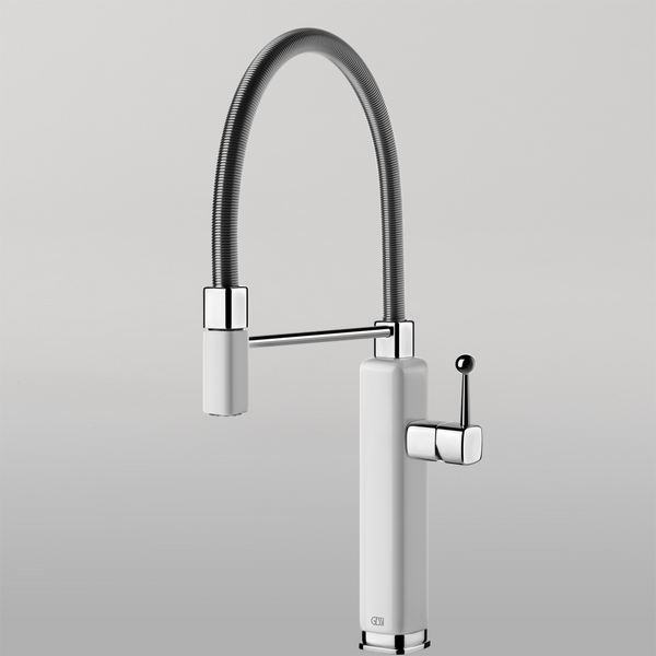 Gessi Happy Goose Neck Semi-Professional Mixer Gloss White