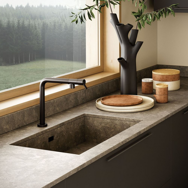 Gessi Su&Giù Retractable Spout Right Angle Mixer Brushed Black