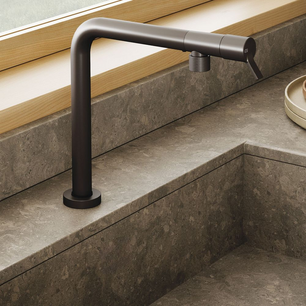 Gessi Su&Giù Retractable Spout Right Angle Mixer Brushed Black