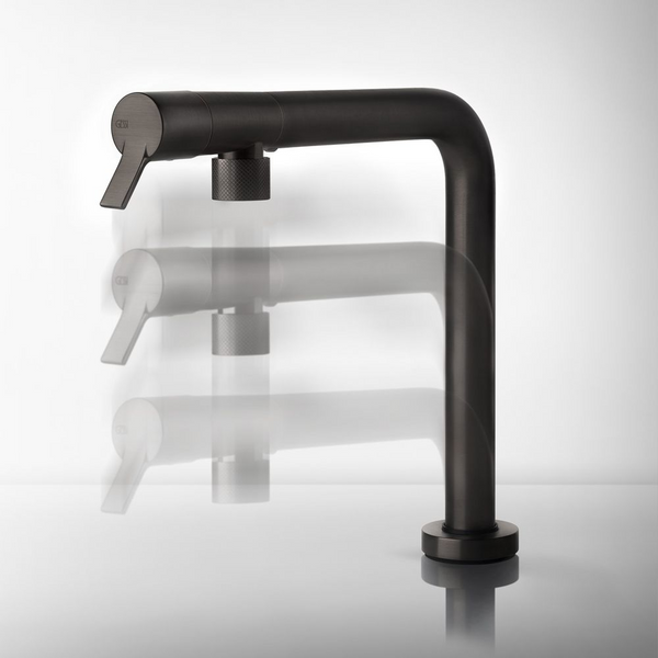 Gessi Su&Giù Retractable Spout Right Angle Mixer Brushed Gold