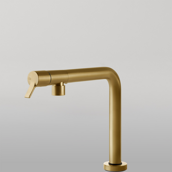 Gessi Su&Giù Retractable Spout Right Angle Mixer Brushed Gold