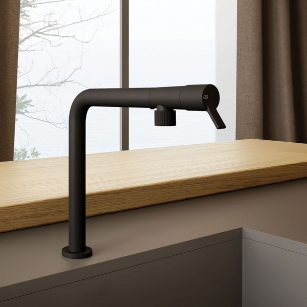 Gessi Fisso Right Angle Swivel Mixer Matte Black