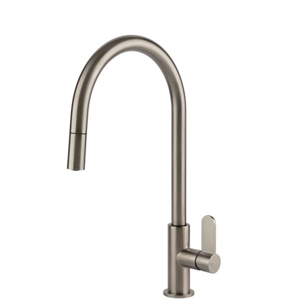 Gessi Helium Goose Neck Pull Out Mixer Brushed Nickel