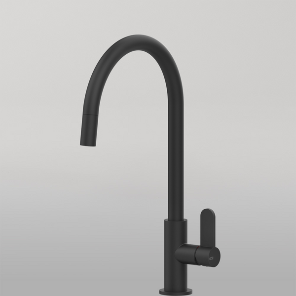 Gessi Helium Goose Neck Pull Out Mixer Matte Black
