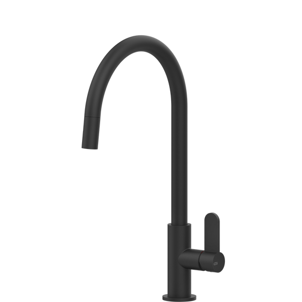 Gessi Helium Goose Neck Pull Out Mixer Matte Black