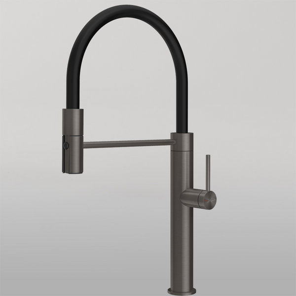 Gessi 316 Smooth Goose Neck Semi-Professional Spray Mixer Brushed Black