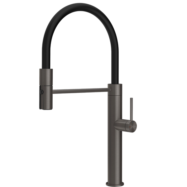 Gessi 316 Smooth Goose Neck Semi-Professional Spray Mixer Brushed Black
