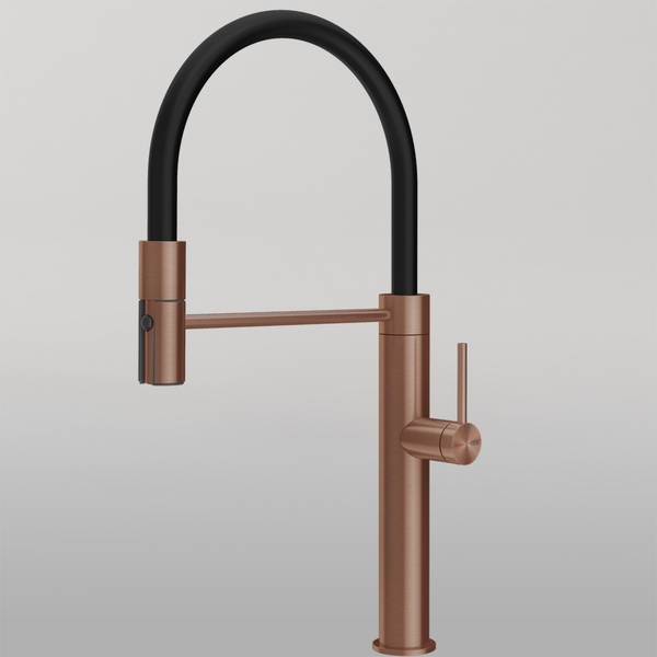 Gessi 316 Smooth Goose Neck Semi-Professional Spray Mixer Brushed Copper