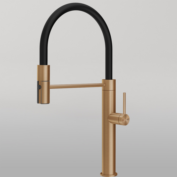 Gessi 316 Smooth Goose Neck Semi-Professional Spray Mixer Warm Bronze