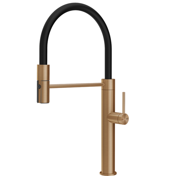 Gessi 316 Smooth Goose Neck Semi-Professional Spray Mixer Warm Bronze