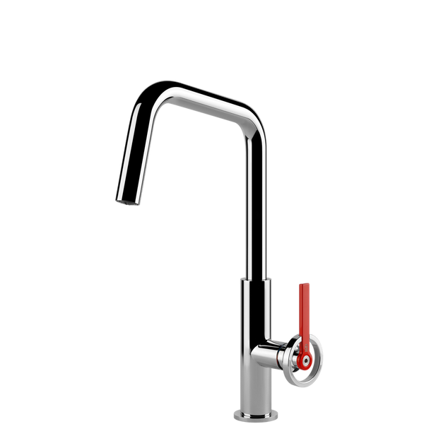 Gessi Officine V Square Goose Neck Swivel Mixer Chrome