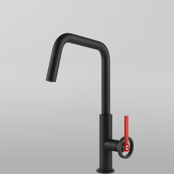 Gessi Officine V Square Goose Neck Swivel Mixer Matte Black