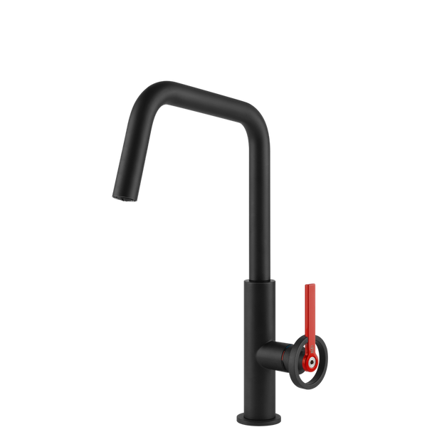 Gessi Officine V Square Goose Neck Swivel Mixer Matte Black