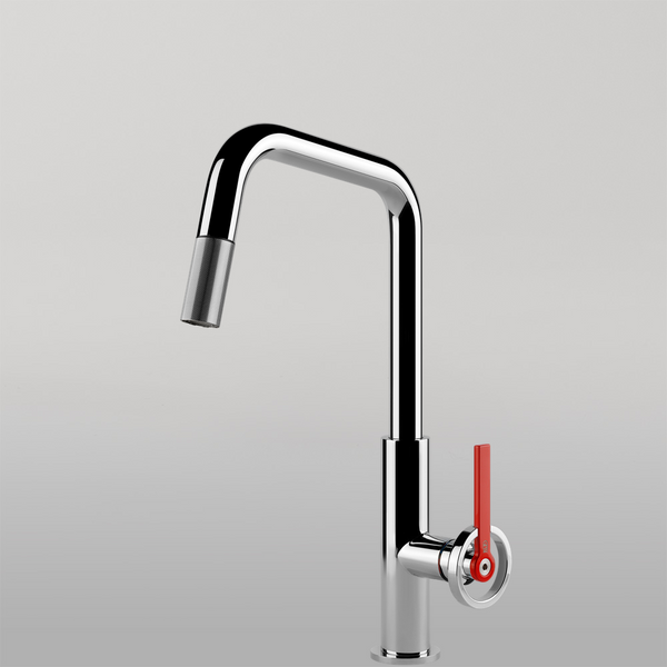 Gessi Officine V Square Goose Neck Pull Out Mixer Chrome