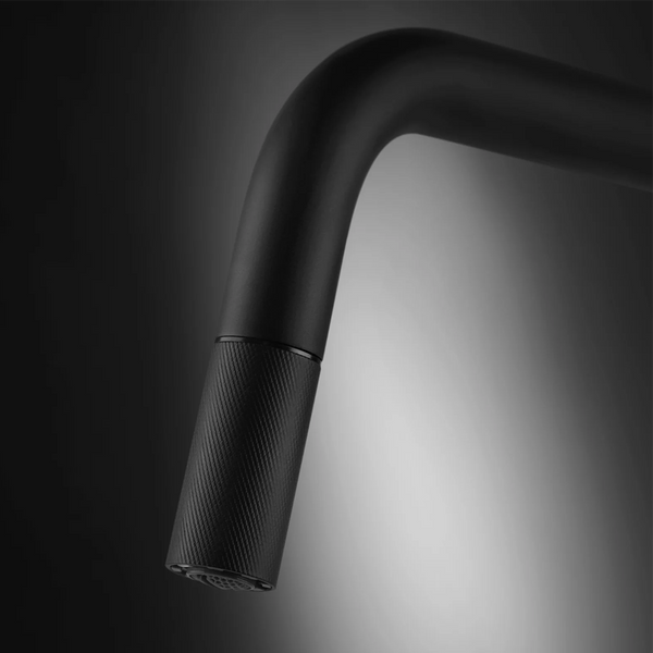 Gessi Officine V Square Goose Neck Pull Out Mixer Matte Black